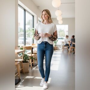 Free people long sleeve white top